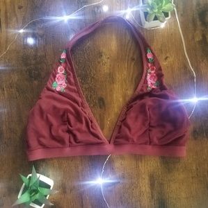 Rose embroidered bralette
